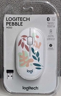 Logitech 910-006644 Pebble M350 Wireless Mouse Bluetooth & 2.4ghz Floral Pattern