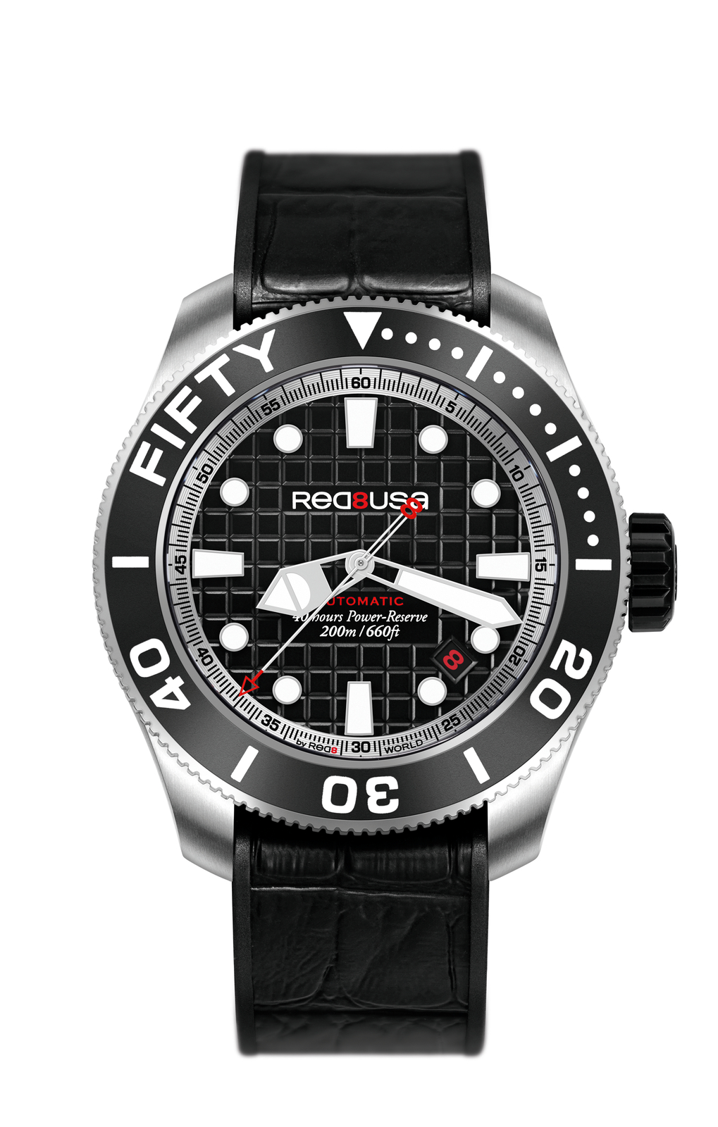 Pre-owned Red8usa Fifty Men's 42 Mm Automatic Watch