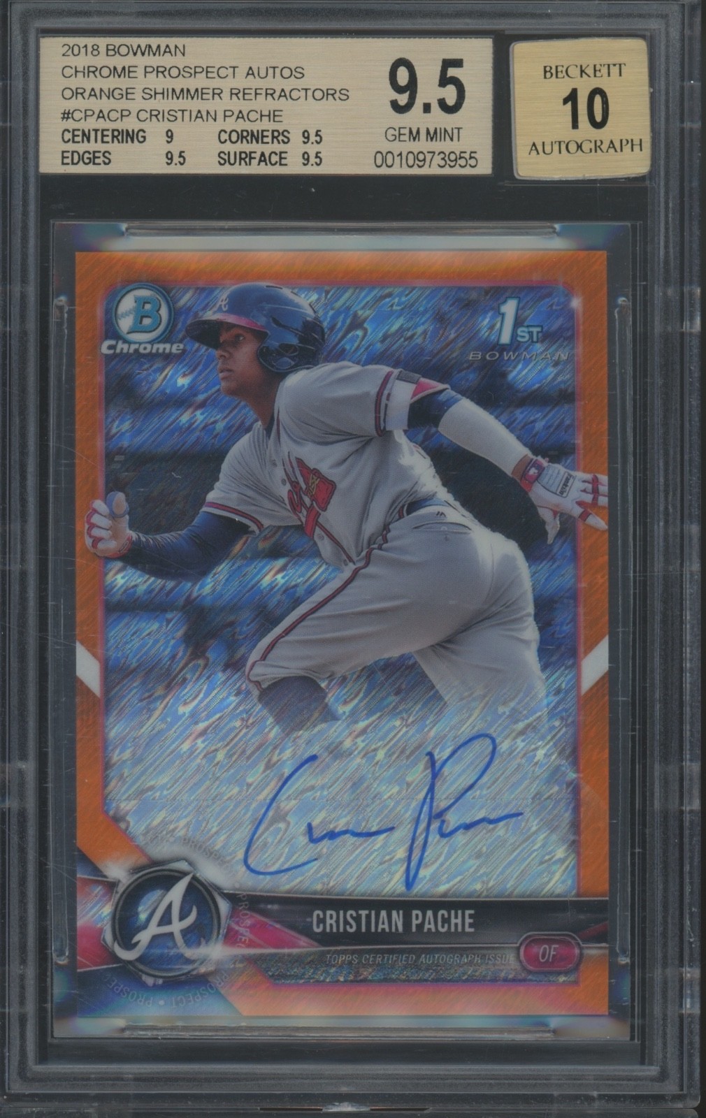 2018 Bowman Chrome Refractor Cristian Pache 5/25 RC Gem Mint BGS 9.5 10 Auto