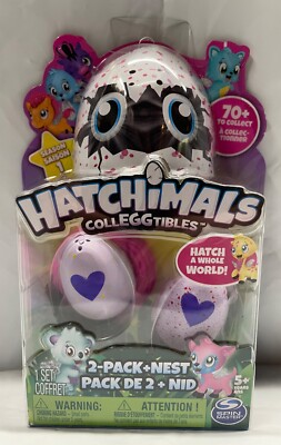 Hatchimals Colleggtibles 2 Pack + Nest, 2 Purple Heart Eggs, Season 1, NIB
