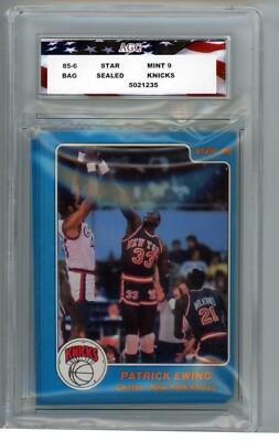 1985-86 Star New York Knicks Sealed Bag AGC 9 Mint Patrick Ewing Rookie Card