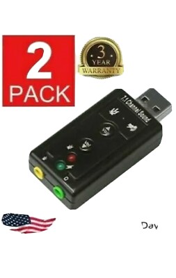 2X USB 2.0 External 7.1 Channel 3D Virtual Audio Sound Card Adapter PC Laptop