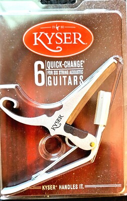 Kyser Guitar Capo for Six String  ACOUSTIC Guitar, Silver Finish