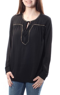 

VINCE CAMUTO Женский черный топ с вырезом на манжетах и бисером, размер