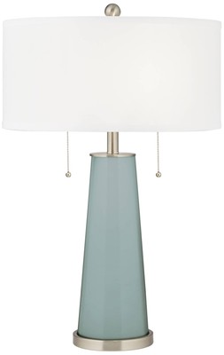 Color Plus Peggy 29 3/4'' White Shade and Aqua-Sphere Blue Table Lamp