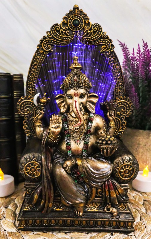 Vastu Hindu God Of Success Ganesha On Throne Figurine With