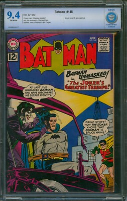 Batman #148   CBCS 9.4 - 2ND HIGHEST   Joker Cover Silver Age DC Comic 1962