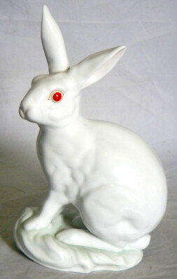 Herend, XL White Rabbit Sitting 12'' -  Handpainted Porcelain   Model # 5334