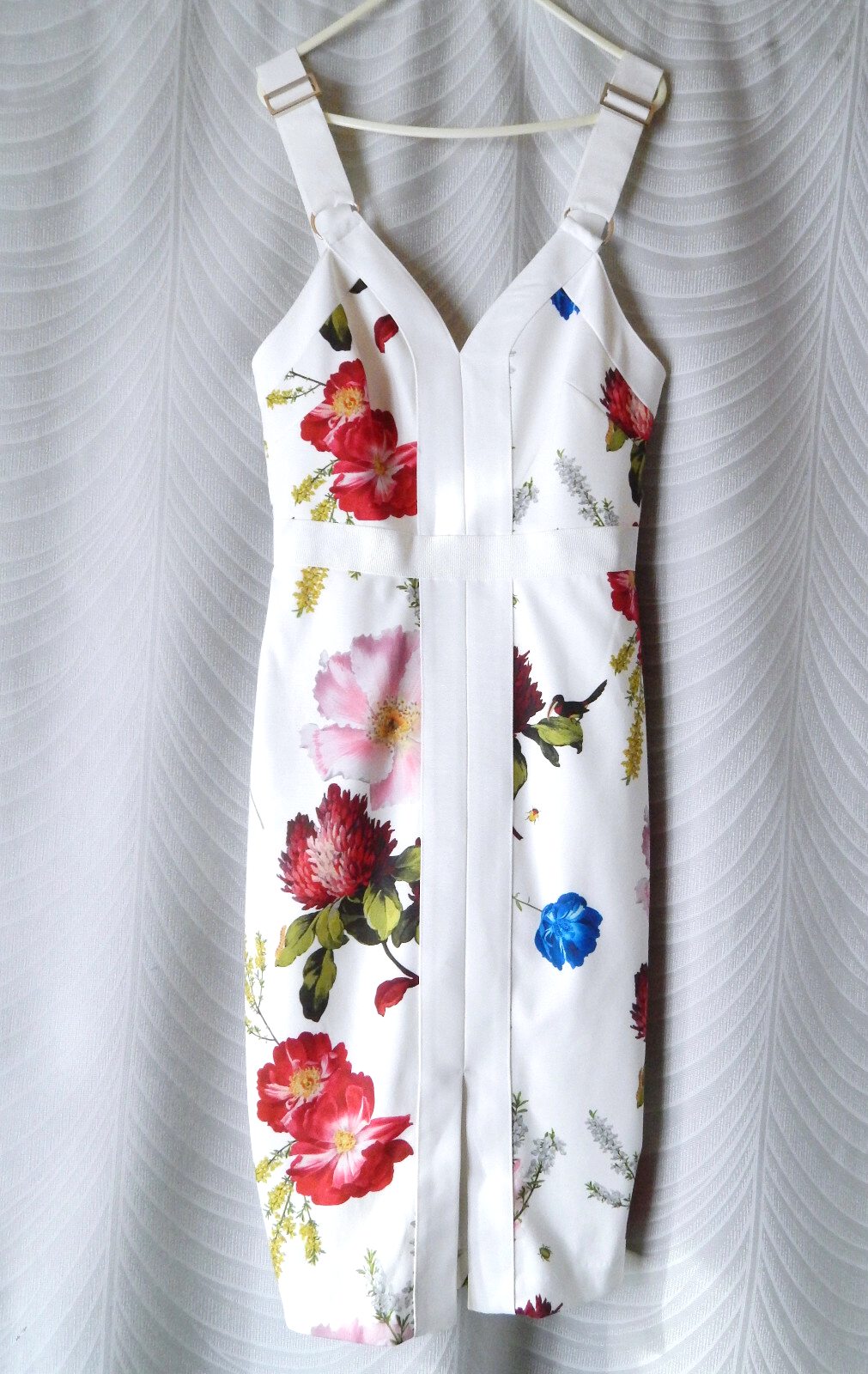 TED BAKER White Red Floral Print Bodycon Dress  Multicolor Size 1(S)