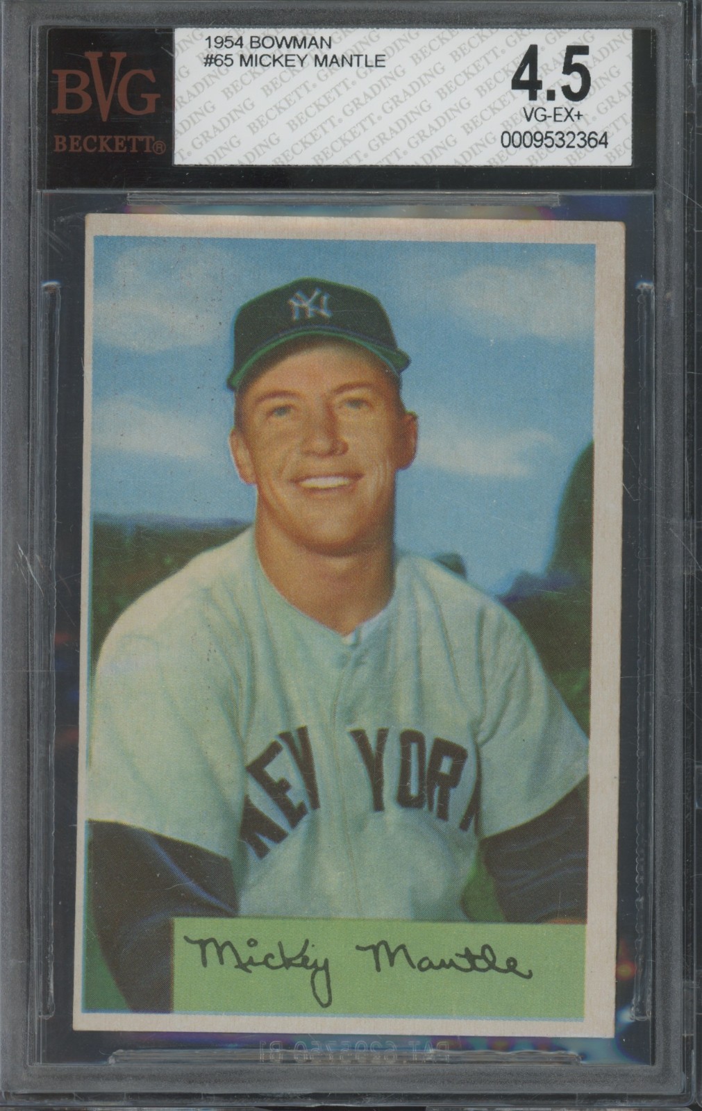 1954 Bowman Baseball #65 Mickey Mantle VG-EX+ BVG 4.5