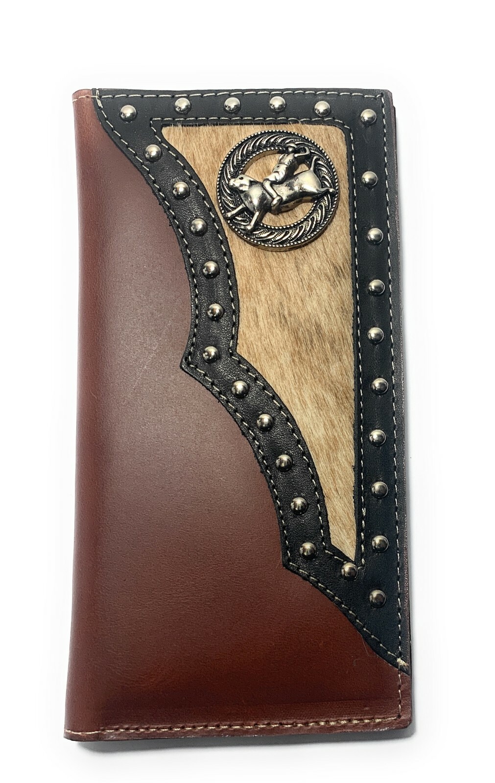 MEN'S WESTERN COWBOY WALLET GENUINE LEATHER LONG BI FOLD TALL RODEO WALLET