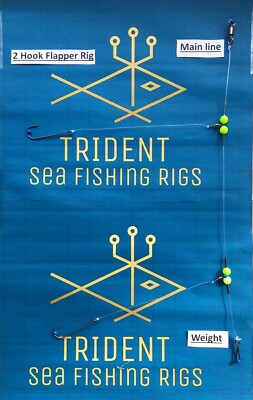 Trident Quality Sea  Fishing Rigs 2 Hook Flapper Rigs Pack Of 10