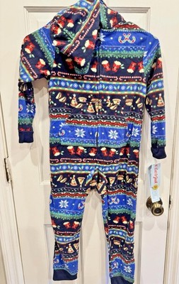 Kids -Cat & Jack Kids Fleece Hooded Pajamas Size XS - pizza, hamburgers, fries /