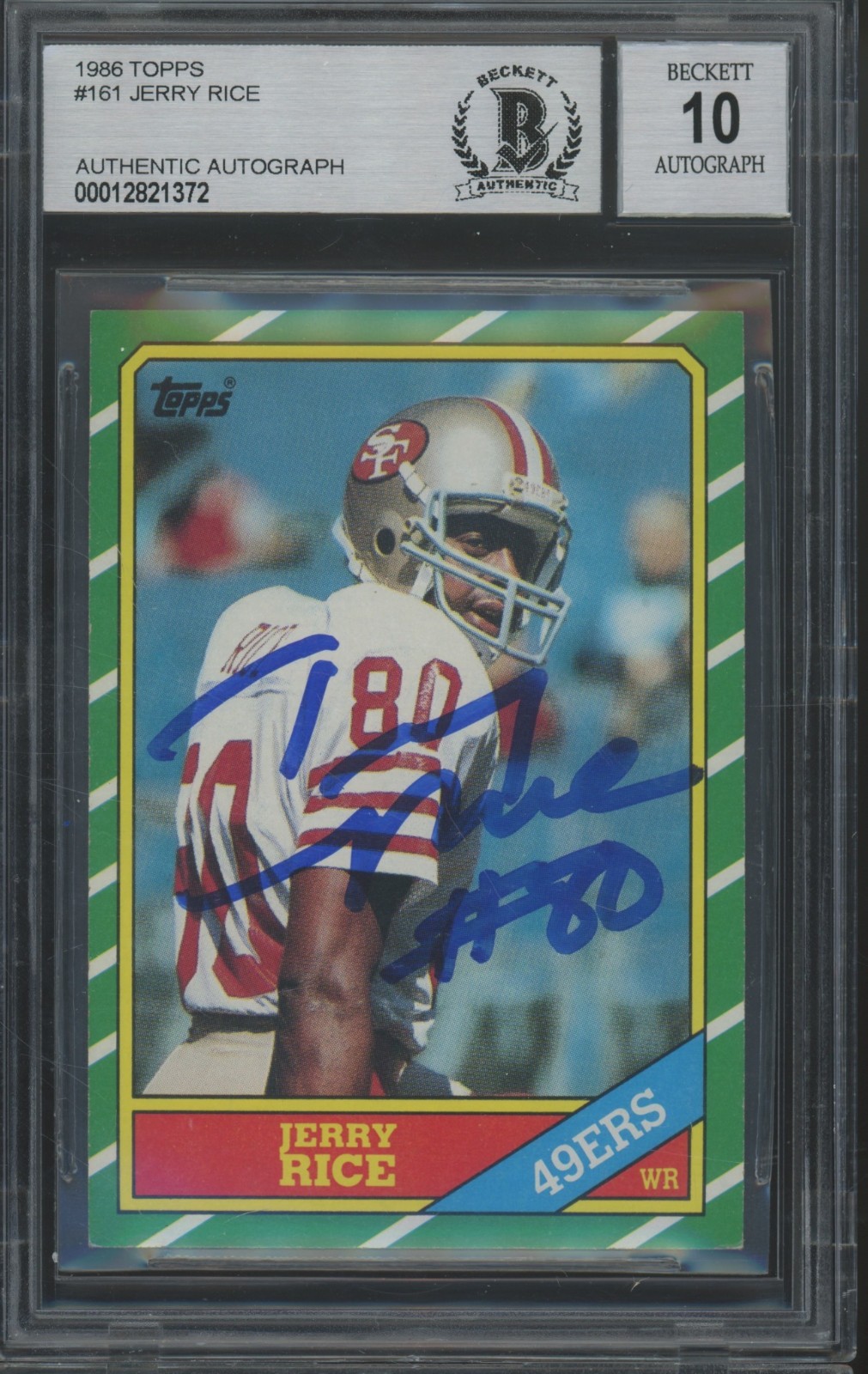 1986 Topps Insc #80 #161 Jerry Rice Autograph RC Rookie BAS BGS Beckett 10 Auto