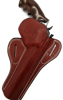 Right Hand Brown Leather OWB Open Top Belt Holster for DAN WESSON 357, 8''