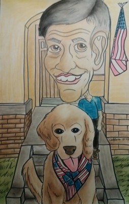 11x17 Custom Caricature, Drawing From Photo, Funny Caricature Family Pet Cartoon