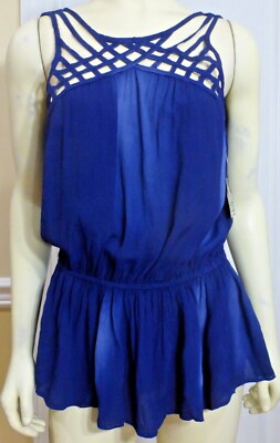 ANGIE Cut-out Top Blouse, Navy Blue, Size Small, NWT