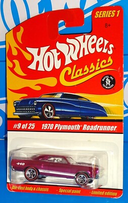 Hot Wheels Classics 2005 Series 1 #9 1970 Plymouth Roadrunner Pink w/ RL5SPs