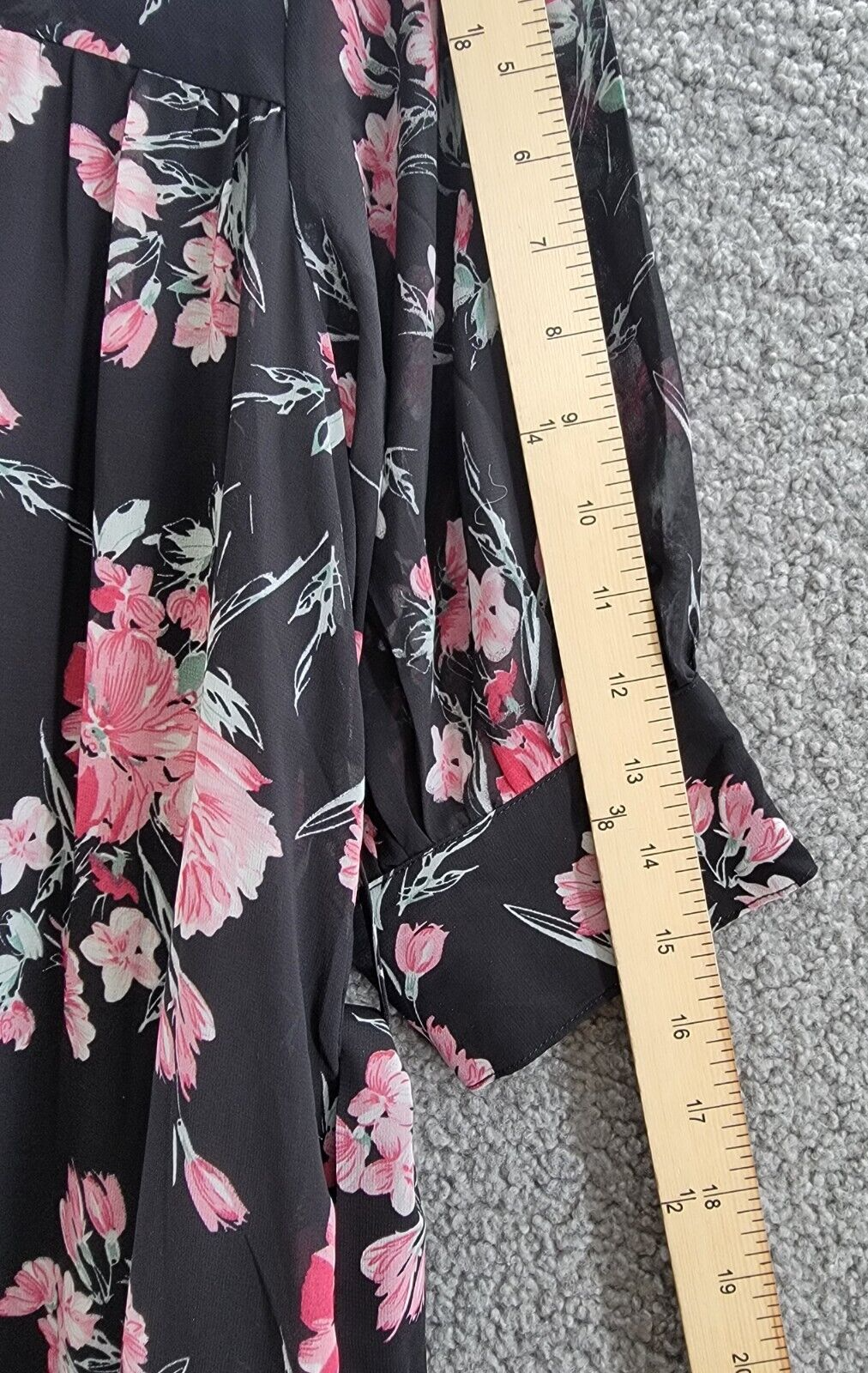 Gracia Floral Print Belted Dress Women's S Black Multi V-Neck Half Sleeve Button - Picture 4 of 19