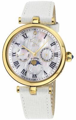 Pre-owned Gv2 By Gevril Women's 12513.l Florence Swiss Quartz Moon Phase Mop Dial Watch