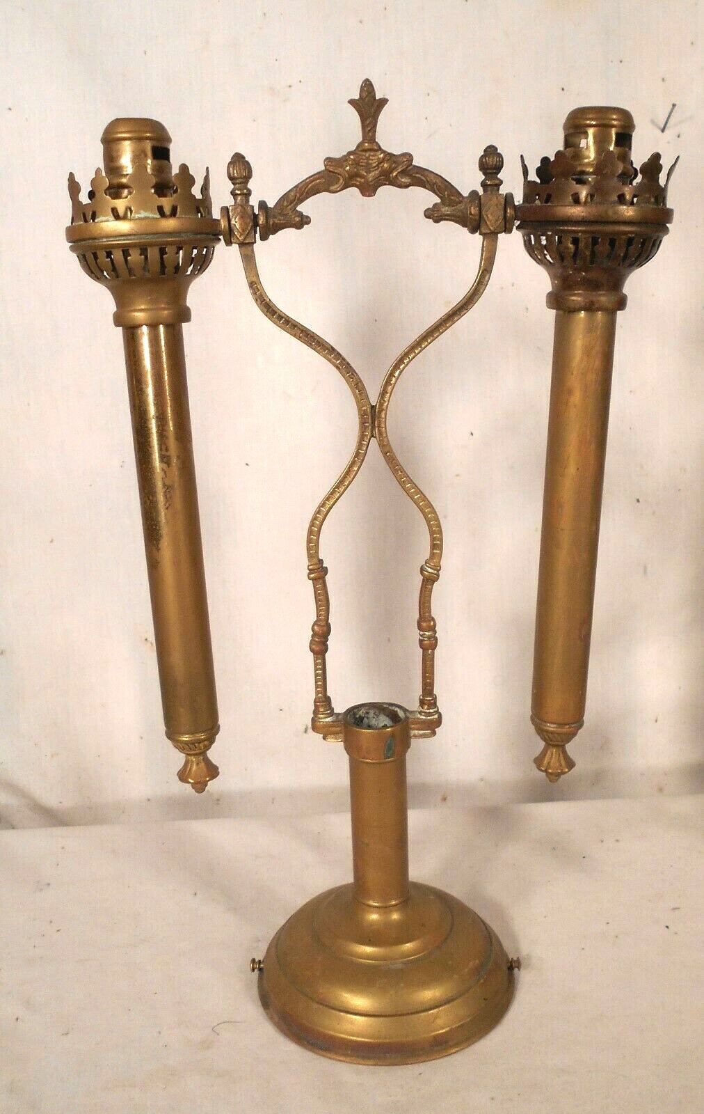 PAIR OF VINTAGE DOUBLE SOCKET SWING ARM BRASS GIMBAL CANDLE HOLDERS