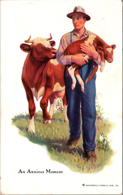 1917 Cover Successful Farming 'An Anxious Moment' Vintage Postcard