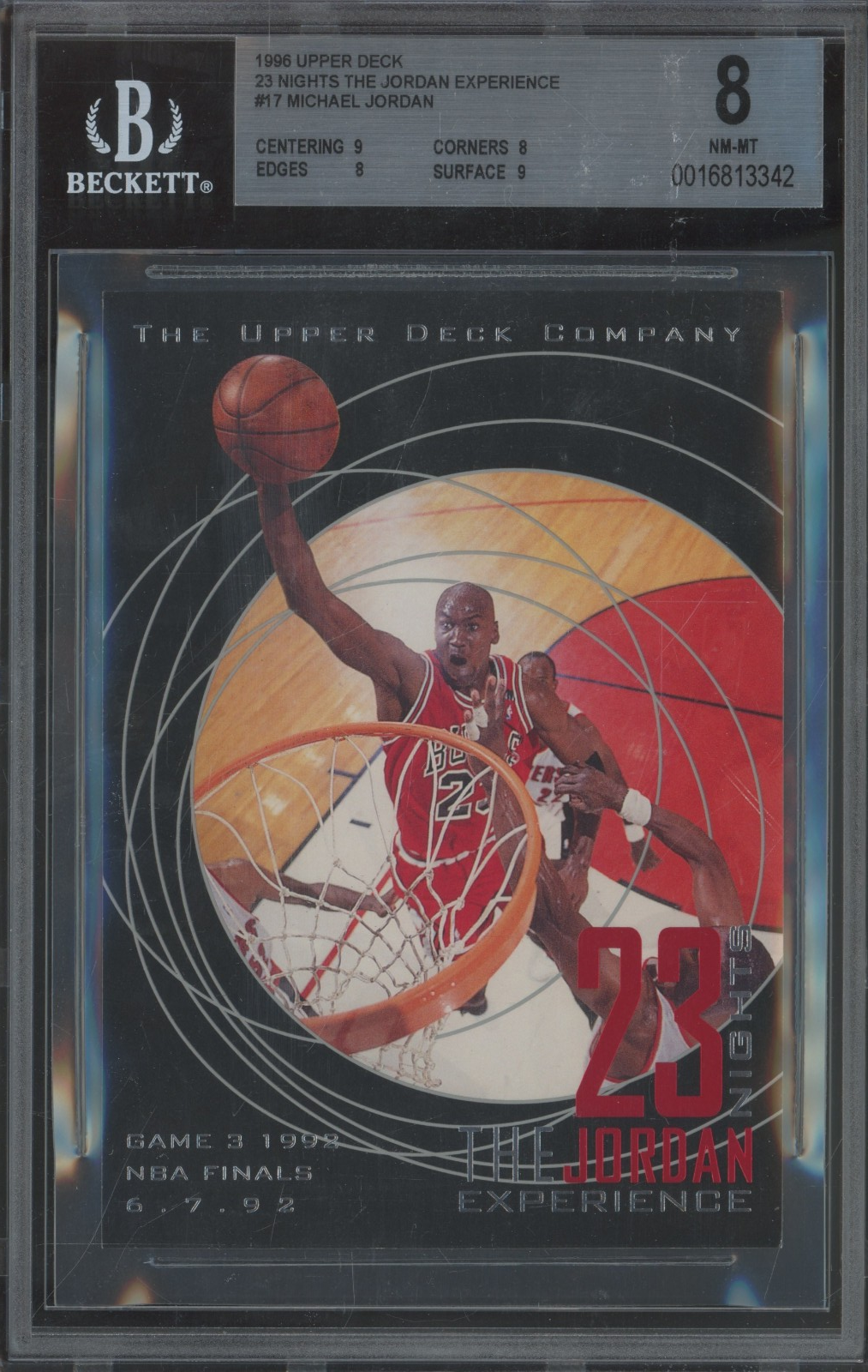 1996 Upper Deck 23 Nights Jordan Experience 4x6 #17 Michael Jordan NM-MT  BGS 8