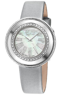 Pre-owned Gevril Women's 12141 Gandria Swiss Quartz Diamond Mop Dial Satin Band Watch