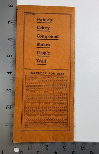 1898 Paine's Celery Compound Remedy Cash Book 1898 Calendar On Back P208