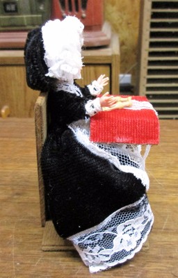 Vintage Brussels Lace Making Doll in Original Container - MINT