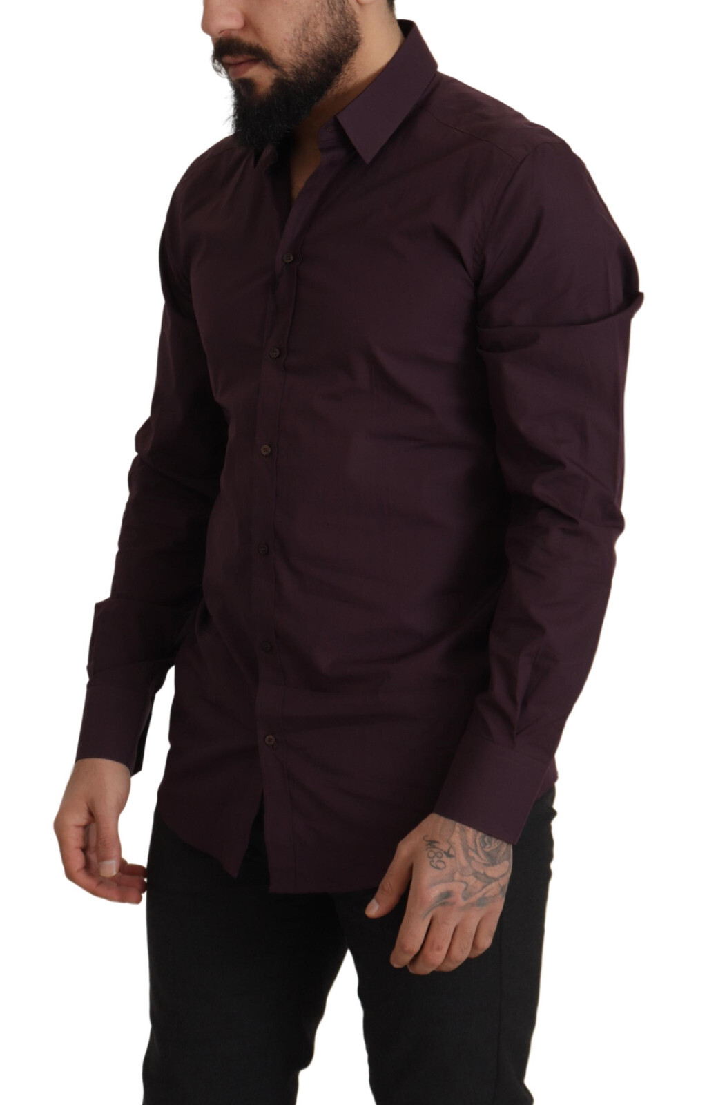 Pre-owned Dolce & Gabbana Shirt Purple Cotton Gold Slim Fit Dress 39 / Us15.5/ S Rrp $600