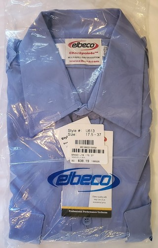 Elbeco Men's Uniform Shirt Size 17-17.5 36/37 Light Blue