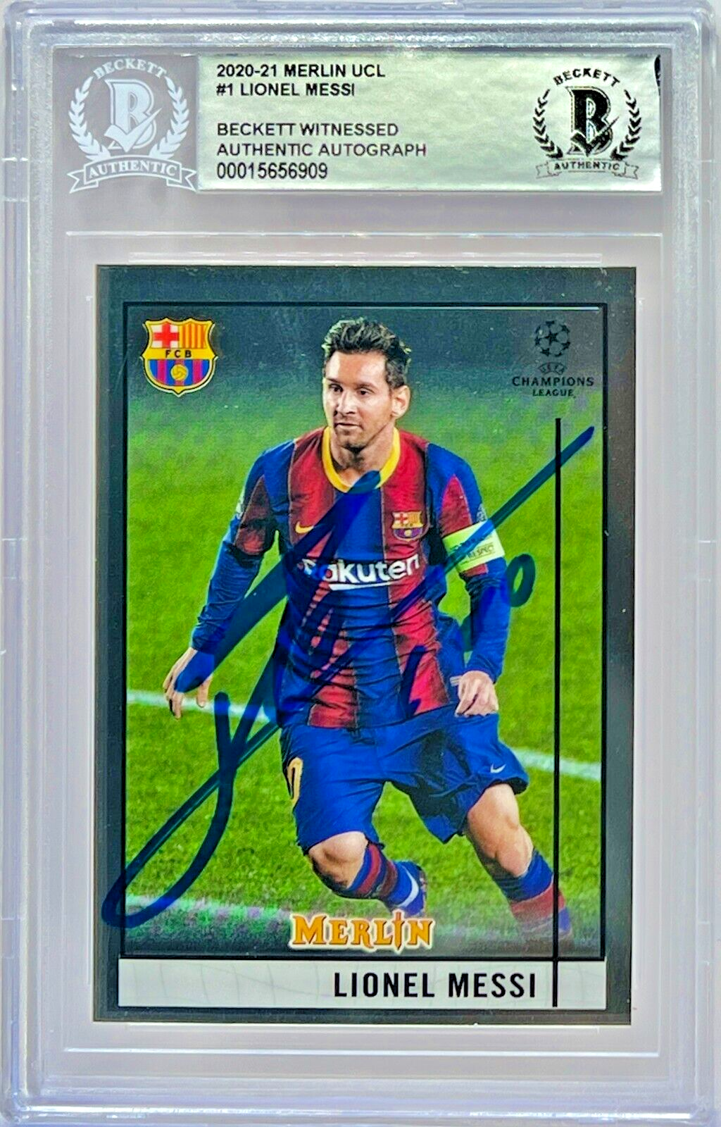 2020-21 Topps Merlin UCL Signed Lionel Messi FC Barcelona #1