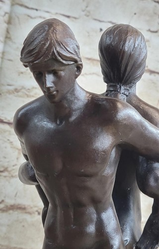 Signed Original Gay Men Wrestling Bronze Sculpture Figurine Nude by Nick