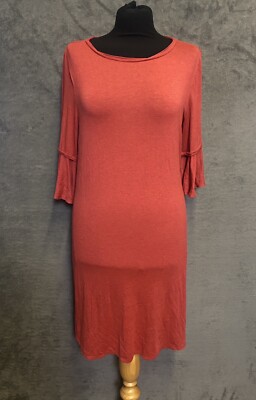 Max Studio Stretch Jersey Dress Frill Sleeve Scarlet Red Size Medium RRP£55 BNWT
