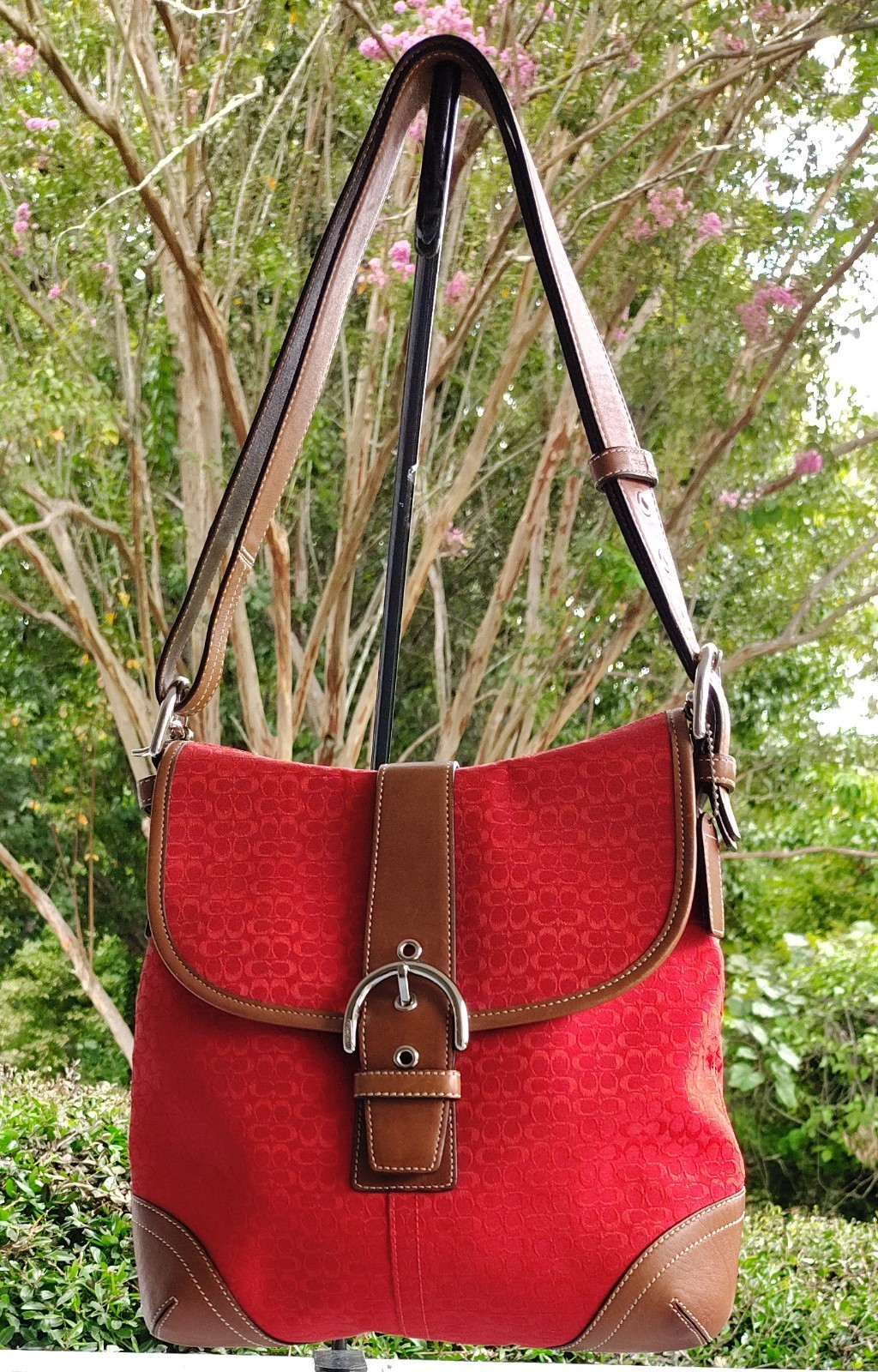 バッグ Coach Soho Red Signature Hand Bag COACH Soho Signature Jacquard Top Handle Shoulder Bag - Macy's