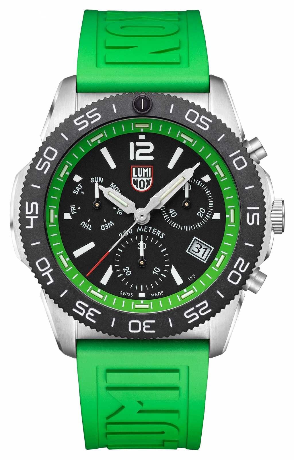 Pre-owned Luminox Brand  Pacific Diver Chronograph Green Rubber Mens Watch Xs.3157.nf