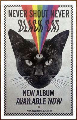 BLACK CATS  稀少ポスター NEVER SHOUT NEVER Black Cat Ltd Ed New RARE Poster +BONUS