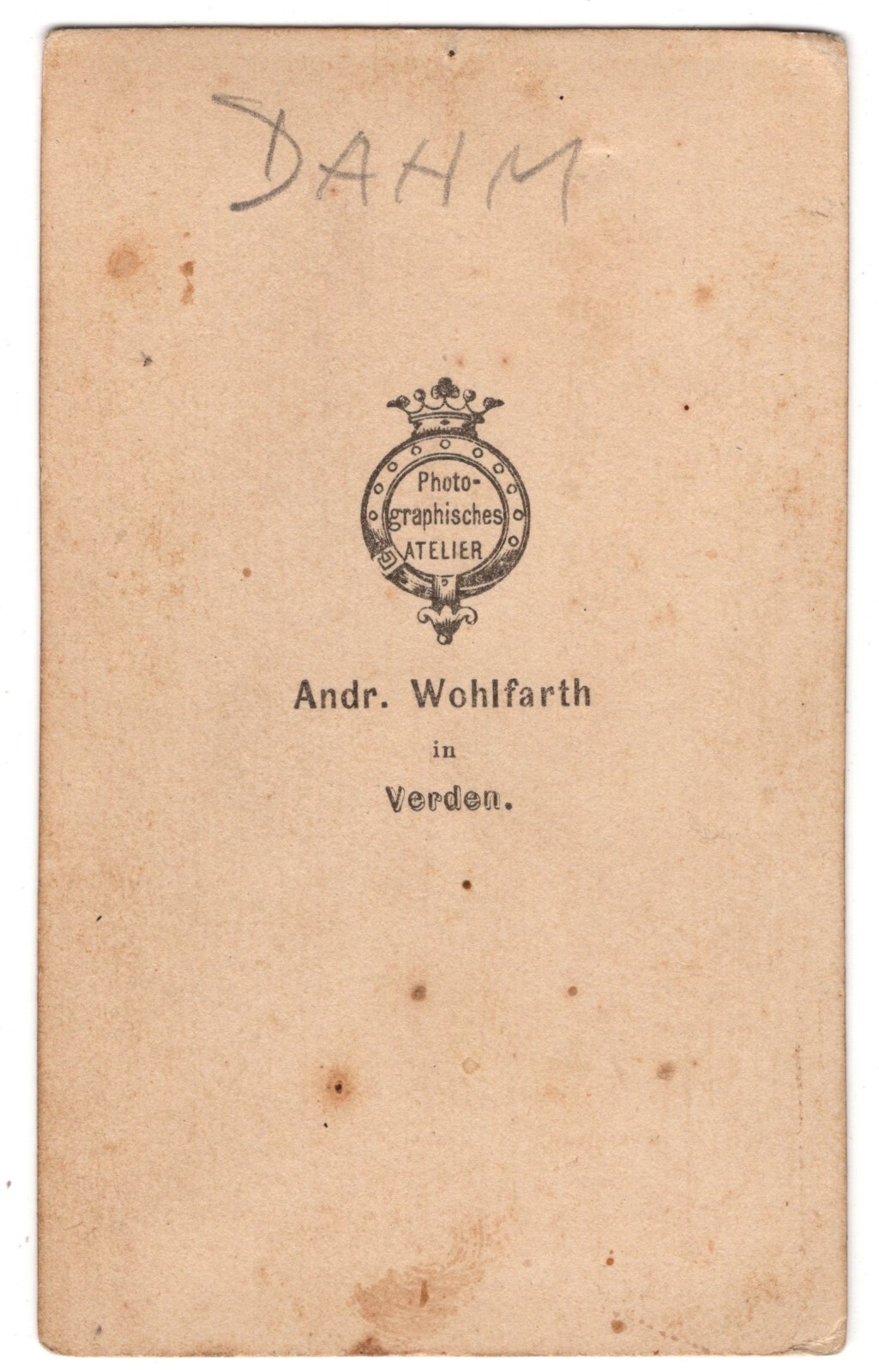Antique CDV Circa 1870s Andr. Wohlfarth Young Girl Zigzag Dress Verden Germany — additional view