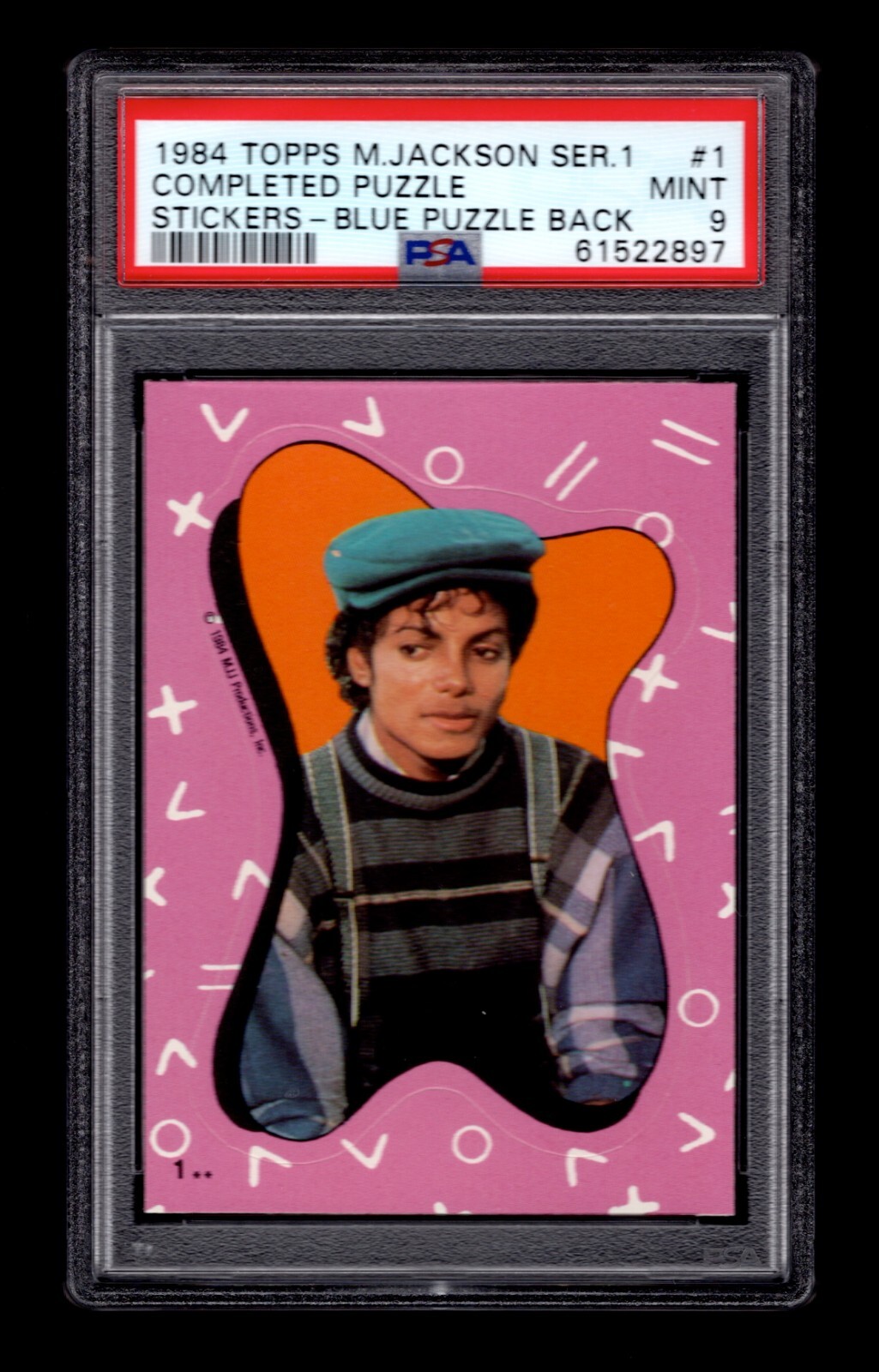 PSA 9 MICHAEL JACKSON 1984 Topps Card #1 Stickers BLUE