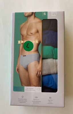 Papi Men's 6 Pair Premium Cotton Low-Rise Tag-Free Soft Touch Briefs L (36-38)
