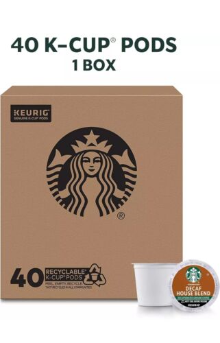 Starbucks Decaf K-Cup Coffee Pods, House Blend for Keurig Brewers, 1 Box (40 Pod