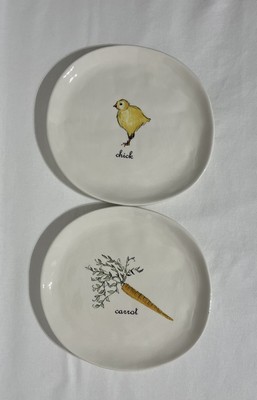 Rae Dunn Magenta M Studios Salad Plates with Carrot and Chick Set of 2