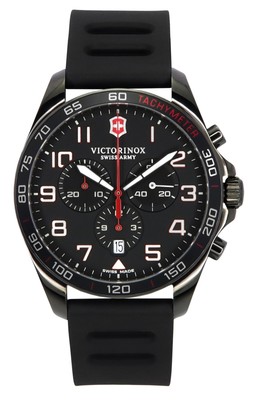 Pre-owned Victorinox Fieldforce Chronograph Black Dial Quartz 100m Men's Watch 241889