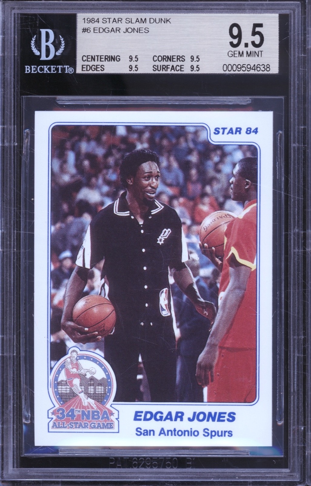 1984 Star Slam Dunk Basketball #6 Edgar Jones Gem Mint BGS 9.5