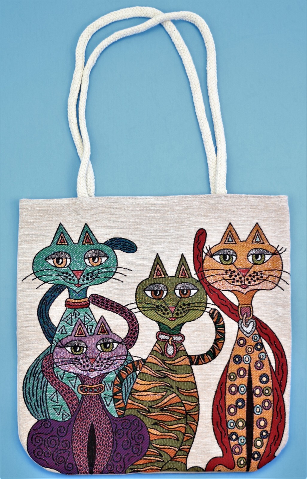 

Гобеленовая сумка Tote Cats Shopping Beach Gym Shoulder 16x 15 Уникальный дизайн Новый