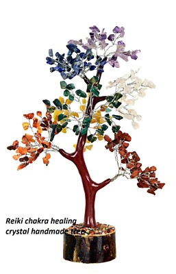 7 Chakra Healing Crystal Tree Ornament Handcrafted Gemstones Bonsai Healing NWB