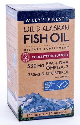 Wileys Finest Wild Alaska Fish Cholesterol Support 800 мг 90 мягких капсул