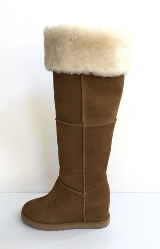 Pre-owned Ugg Classic Femme Over The Knee Chestnut Wedge Boots Us 6 / Eu 37 / Uk 4 In Brown