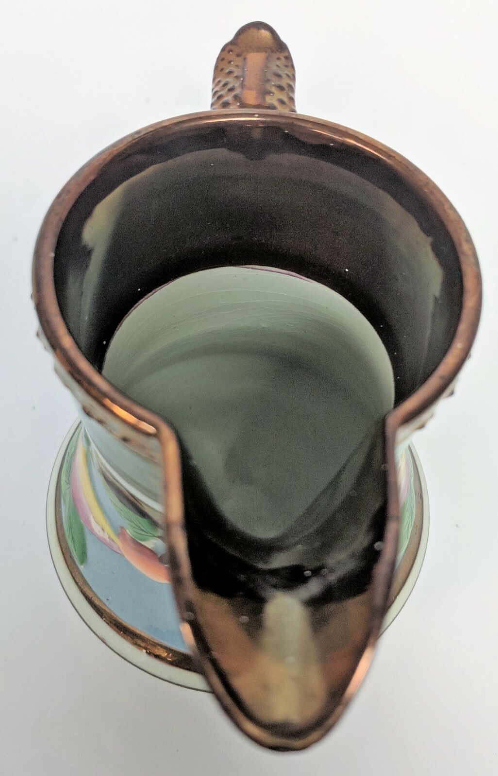 Vintage Luster Pitcher with Embossed Fruit Flowers 5 Inches Tall